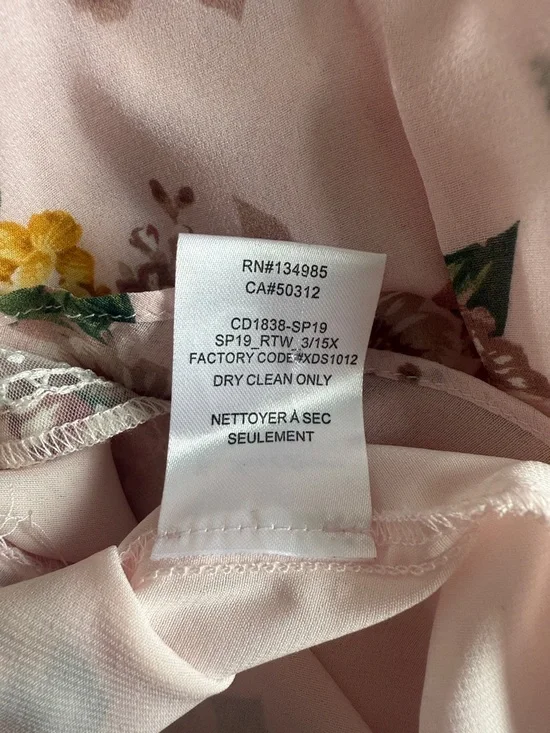 For Love & Lemons Silk Floral Mini Dress - Lace, Buttons, Puff Sleeves - XS - Picture 9 of 10